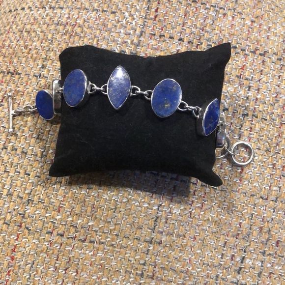 Lapis Lazuli Sterling Silver Southwestern Toggle Bracelet - Picture 6 of 9